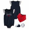 Outerstuff Girls Newborn & Infant Navy Cleveland Guardians Three-Piece Bodysuit Bib & Bootie Set