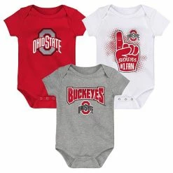 Outerstuff Infant Scarlet/White/Heather Gray Ohio State Buckeyes Game On Three-Pack Bodysuit Set -Outerstuff shop unnamed file 609