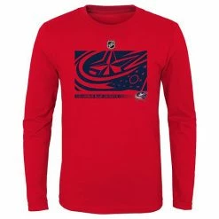 Outerstuff Youth Red Columbus Blue Jackets Authentic Pro Secondary Logo Long Sleeve T-Shirt