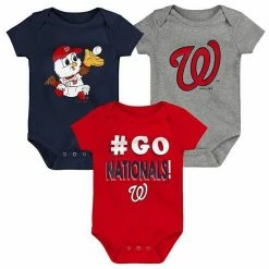 Outerstuff Infant Red/Navy/Gray Washington Nationals Born To Win 3-Pack Bodysuit Set -Outerstuff shop unnamed file 6209
