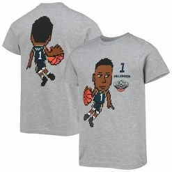 Outerstuff Youth Zion Williamson Heathered Gray New Orleans Pelicans Pixel Player T-Shirt