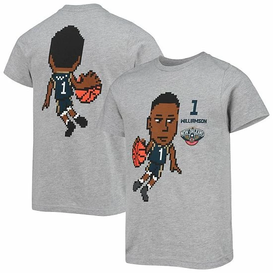 Outerstuff Youth Zion Williamson Heathered Gray New Orleans Pelicans Pixel Player T-Shirt 4 Outerstuff Youth Zion Williamson Heathered Gray New Orleans Pelicans Pixel Player T-Shirt - Image 2