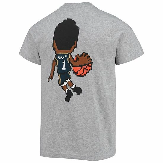 Outerstuff Youth Zion Williamson Heathered Gray New Orleans Pelicans Pixel Player T-Shirt 6 Outerstuff Youth Zion Williamson Heathered Gray New Orleans Pelicans Pixel Player T-Shirt - Image 4