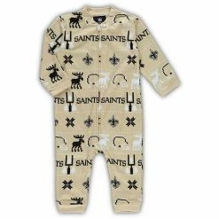 Outerstuff Infant Vegas Gold New Orleans Saints Banded Long Sleeve Holiday Pajamas Full-Zip Jumper