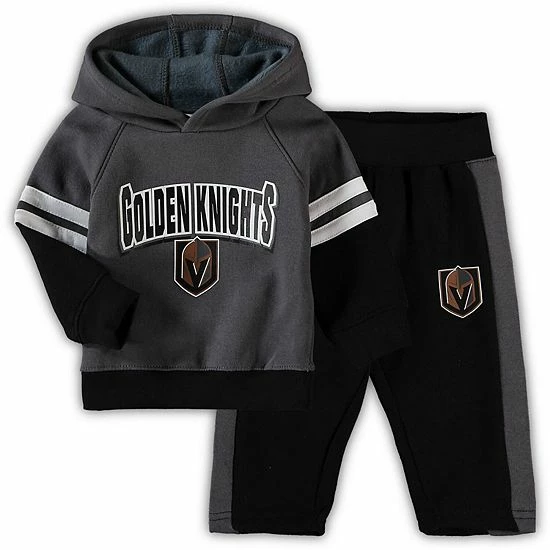 Outerstuff Toddler Charcoal/Black Vegas Golden Knights Miracle On Ice Raglan Pullover Hoodie & Pants Set 3 Outerstuff Toddler Charcoal/Black Vegas Golden Knights Miracle On Ice Raglan Pullover Hoodie & Pants Set