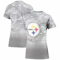 Outerstuff Juniors Gray/Black Pittsburgh Steelers Beth Camo Dip-Dye T-Shirt