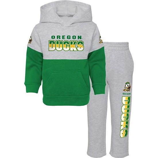 Outerstuff Infant Heather Gray/Green Oregon Ducks Playmaker Pullover Hoodie & Pants Set 3 Outerstuff Infant Heather Gray/Green Oregon Ducks Playmaker Pullover Hoodie & Pants Set