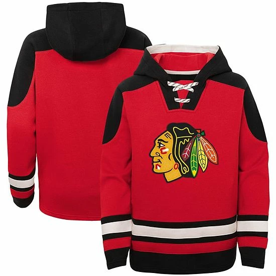 Outerstuff Youth Red Chicago Blackhawks Ageless Must-Have Lace-Up Pullover Hoodie 4 Outerstuff Youth Red Chicago Blackhawks Ageless Must-Have Lace-Up Pullover Hoodie - Image 2
