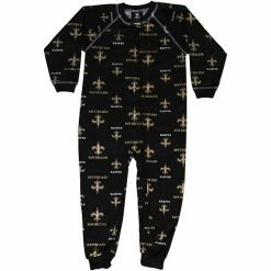 Outerstuff New Orleans Saints Toddler Piped Raglan Full Zip Coverall - Black