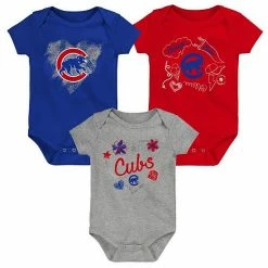 Outerstuff Girls Newborn & Infant Royal/Red/Heathered Gray Chicago Cubs 3-Pack Batter Up Bodysuit Set