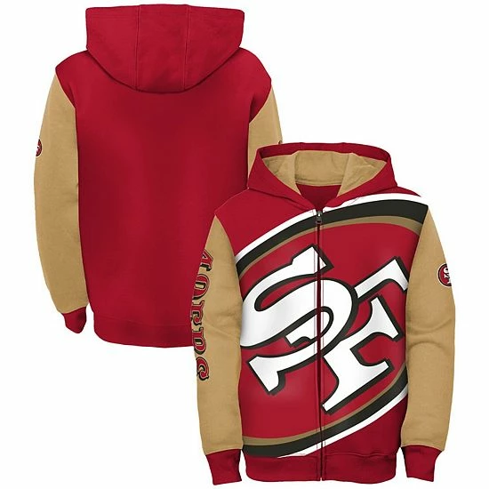 Outerstuff Youth Scarlet/Gold San Francisco 49ers Poster Board Full-Zip Hoodie 4 Outerstuff Youth Scarlet/Gold San Francisco 49ers Poster Board Full-Zip Hoodie - Image 2