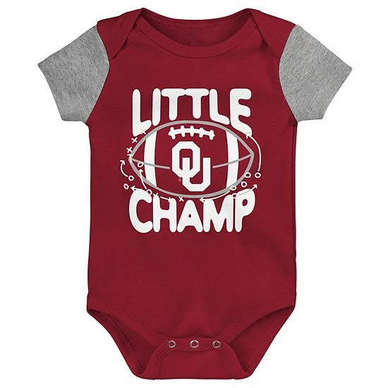 Outerstuff Newborn & Infant Crimson/Heather Gray Oklahoma Sooners Little Champ Bodysuit Bib & Booties Set 5 Outerstuff Newborn & Infant Crimson/Heather Gray Oklahoma Sooners Little Champ Bodysuit Bib & Booties Set - Image 3