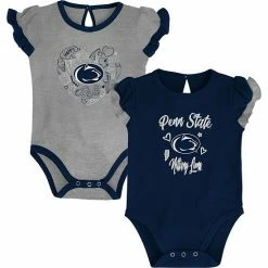 Outerstuff Girls Newborn & Infant Navy/Heather Gray Penn State Nittany Lions Too Much Love Two-Piece Bodysuit Set