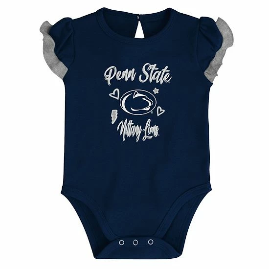 Outerstuff Girls Newborn & Infant Navy/Heather Gray Penn State Nittany Lions Too Much Love Two-Piece Bodysuit Set 5 Outerstuff Girls Newborn & Infant Navy/Heather Gray Penn State Nittany Lions Too Much Love Two-Piece Bodysuit Set - Image 3