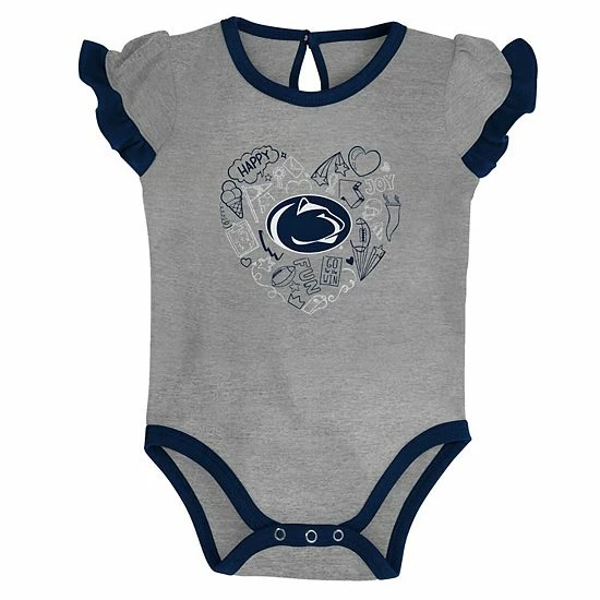Outerstuff Girls Newborn & Infant Navy/Heather Gray Penn State Nittany Lions Too Much Love Two-Piece Bodysuit Set 6 Outerstuff Girls Newborn & Infant Navy/Heather Gray Penn State Nittany Lions Too Much Love Two-Piece Bodysuit Set - Image 4