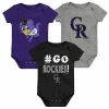 Outerstuff Newborn & Infant Black/Purple/Gray Colorado Rockies Born To Win 3-Pack Bodysuit Set -Outerstuff shop unnamed file 6461