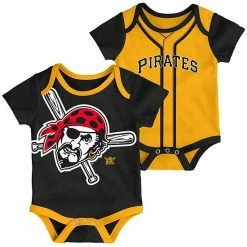 Outerstuff Infant Black/Gold Pittsburgh Pirates Double 2-Pack Bodysuit Set
