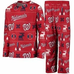 Outerstuff Youth Red Washington Nationals Allover Print Long Sleeve Top & Pants Sleep Set