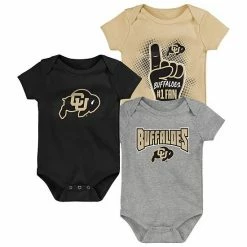 Outerstuff Infant Black/Heathered Gray/Gold Colorado Buffaloes 3-Pack Game On Bodysuit Set