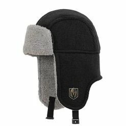 Alternative view of Outerstuff Youth Black Vegas Golden Knights Flat Knit Trapper Hat