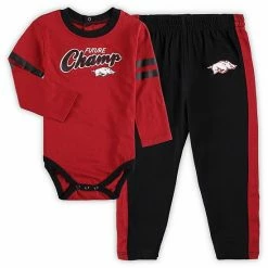 Outerstuff Infant Cardinal/Black Arkansas Razorbacks Little Kicker Long Sleeve Bodysuit And Sweatpants Set -Outerstuff shop unnamed file 6600