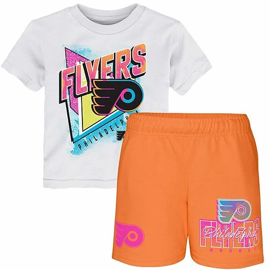 Outerstuff Preschool White/Orange Philadelphia Flyers Wave Breaker T-Shirt & Shorts Set 4 Outerstuff Preschool White/Orange Philadelphia Flyers Wave Breaker T-Shirt & Shorts Set - Image 2
