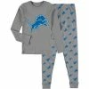 Outerstuff Youth Heathered Gray Detroit Lions Long Sleeve T-Shirt & Pants Sleep Set