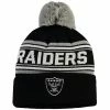 Outerstuff Youth Black Oakland Raiders Jacquard Cuffed Knit Hat With Pom