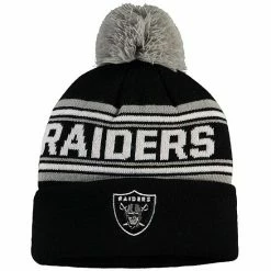 Outerstuff Youth Black Oakland Raiders Jacquard Cuffed Knit Hat With Pom