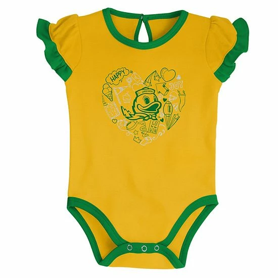 Outerstuff Girls Newborn & Infant Green/Yellow Oregon Ducks Too Much Love Two-Piece Bodysuit Set 6 Outerstuff Girls Newborn & Infant Green/Yellow Oregon Ducks Too Much Love Two-Piece Bodysuit Set - Image 4