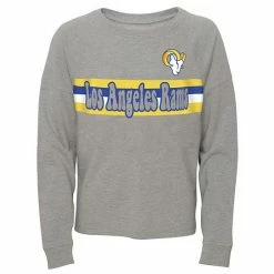 Outerstuff Juniors Heathered Gray Los Angeles Rams All Striped Up Raglan Long Sleeve T-Shirt
