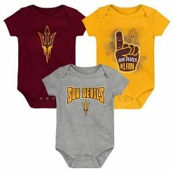Outerstuff Infant Maroon/Gold/Heathered Gray Arizona State Sun Devils 3-Pack Game On Bodysuit Set