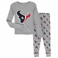Outerstuff Youth Heathered Gray Houston Texans Long Sleeve T-Shirt & Pants Sleep Set