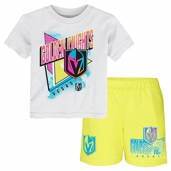 Outerstuff Toddler White/Yellow Vegas Golden Knights Wave Breaker T-Shirt & Shorts Set 3 Outerstuff Toddler White/Yellow Vegas Golden Knights Wave Breaker T-Shirt & Shorts Set