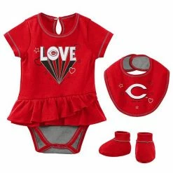Outerstuff Girls Newborn & Infant Red Cincinnati Reds Play Your Best Bodysuit, Bib & Booties Set