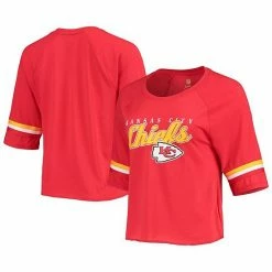Outerstuff Juniors Red Kansas City Chiefs Burnout Raglan Half-Sleeve T-Shirt