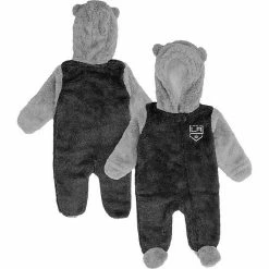 Outerstuff Newborn Black Los Angeles Kings Game Nap Teddy Fleece Bunting Full-Zip Sleeper