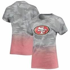 Outerstuff Juniors Gray/Scarlet San Francisco 49ers Beth Camo Dip-Dye T-Shirt