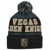 Outerstuff Youth Black Vegas Golden Knights Puck Pattern Cuffed Knit Hat With Pom