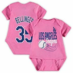 Outerstuff Girls Newborn & Infant Cody Bellinger Pink Los Angeles Dodgers Baby Slugger Name & Number Bodysuit