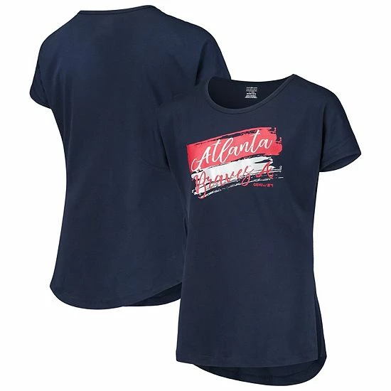 Outerstuff Girls Youth Navy Atlanta Braves Brush Stroke Dolman T-Shirt 4 Outerstuff Girls Youth Navy Atlanta Braves Brush Stroke Dolman T-Shirt - Image 2