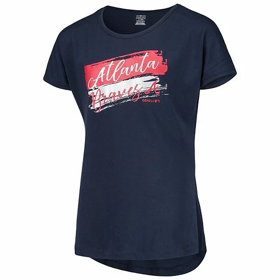 Outerstuff Girls Youth Navy Atlanta Braves Brush Stroke Dolman T-Shirt 5 Outerstuff Girls Youth Navy Atlanta Braves Brush Stroke Dolman T-Shirt - Image 3