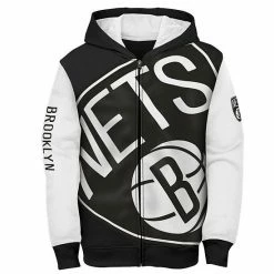 Outerstuff Youth White/Black Brooklyn Nets Poster Board Color Block Full-Zip Hoodie -Outerstuff shop unnamed file 7049