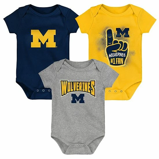 Outerstuff Infant Navy/Maize/Heather Gray Michigan Wolverines Game On Three-Pack Bodysuit Set 4 Outerstuff Infant Navy/Maize/Heather Gray Michigan Wolverines Game On Three-Pack Bodysuit Set - Image 2