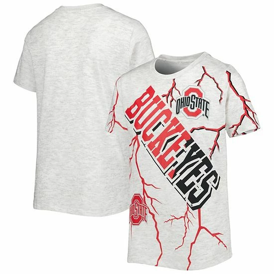 Outerstuff Youth White Ohio State Buckeyes Highlight Lightning Print Oversized T-Shirt 4 Outerstuff Youth White Ohio State Buckeyes Highlight Lightning Print Oversized T-Shirt - Image 2