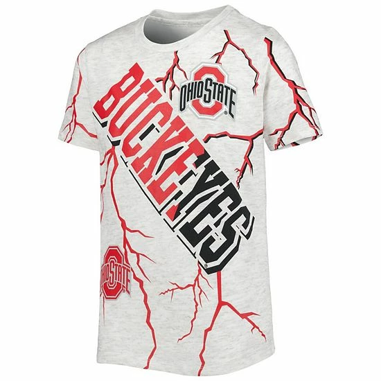 Outerstuff Youth White Ohio State Buckeyes Highlight Lightning Print Oversized T-Shirt 5 Outerstuff Youth White Ohio State Buckeyes Highlight Lightning Print Oversized T-Shirt - Image 3
