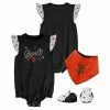 Outerstuff Girls Newborn & Infant Black San Francisco Giants Three-Piece Bodysuit Bib & Bootie Set