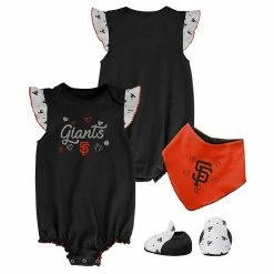 Outerstuff Girls Newborn & Infant Black San Francisco Giants Three-Piece Bodysuit Bib & Bootie Set