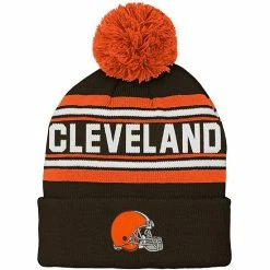 Outerstuff Preschool Brown Cleveland Browns Jacquard Cuffed Knit Hat With Pom