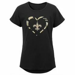 Outerstuff Girls Youth Black New Orleans Saints Tie-Dye Heart T-Shirt